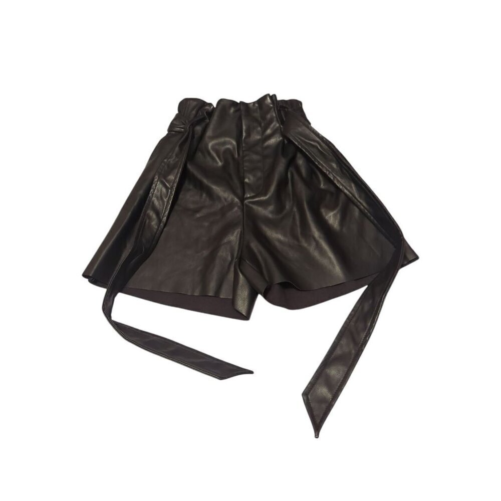 Zenana Shorts Womens Size XS Faux Leather Paperbag Waist Belted Dressy Casual - Picture 2 of 13